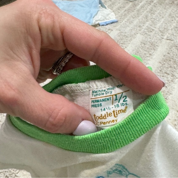 1980s Vintage Toddle Time set baby boy cars embroidered neon romper onesie short - Picture 6 of 8